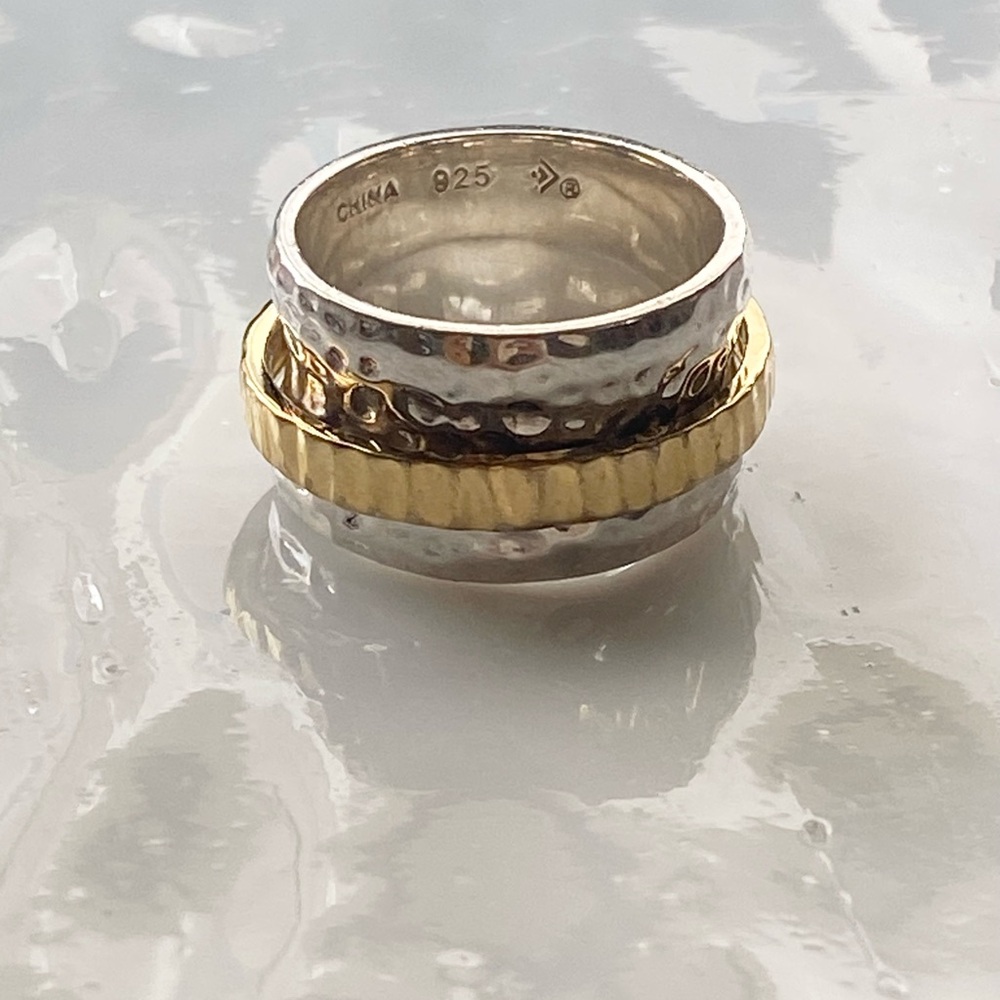 Silpada Silver and Gold Hammered Spin Ring
. R1477 one size 10 - Picture 4 of 7
